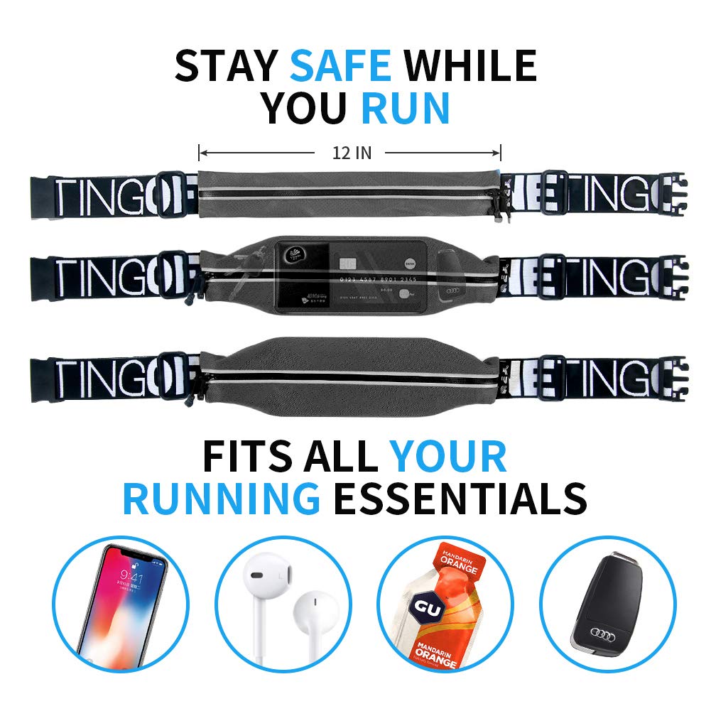 Running Waist Pack for Men & Women - Quick-Dry Water-Resistant No-Bounce Fitness Belt for Gym, Jogging, Hiking & Marathon - Perfect for Workouts, Travel & Outdoor Activities (Black)