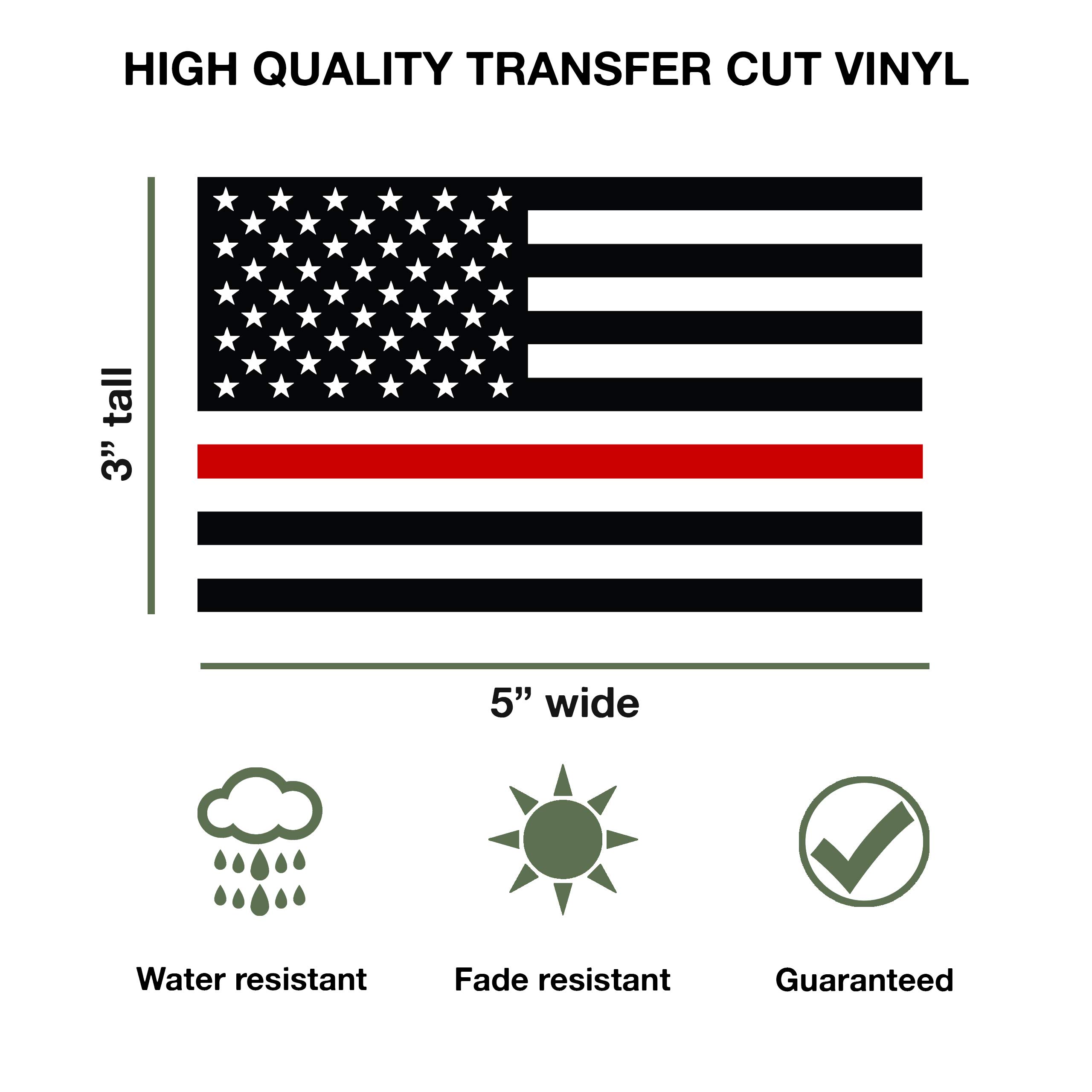 Thin Red Line US Flag Decal Fire Fighter Flag Sticker for Cars, Trucks, Laptops & Windows - Durable Vinyl Decals for First Responders, Police Support