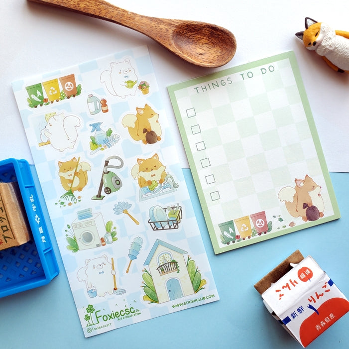 Chores with Foxes Sticker Sheet - Cute Fox Stickers for Planners, Journals & Scrapbooking - Perfect for DIY Crafts, School Projects & Home Decor