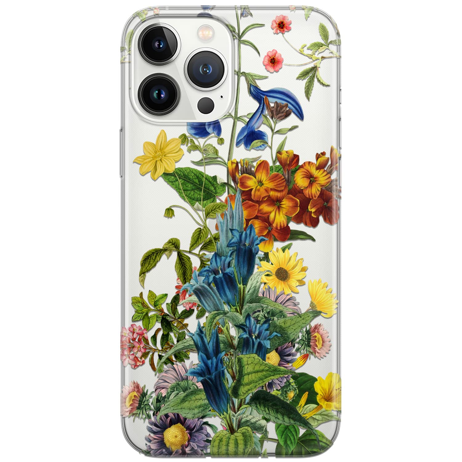 Shockproof Floral Phone Case for iPhone 15 Plus/14/13 Pro Max/12 Mini/SE/11/Xr/Xs/8/7 - Flexible TPU Bumper Cover with Wild Flower Design - Perfect for Summer Outdoors, Travel & Daily Protection