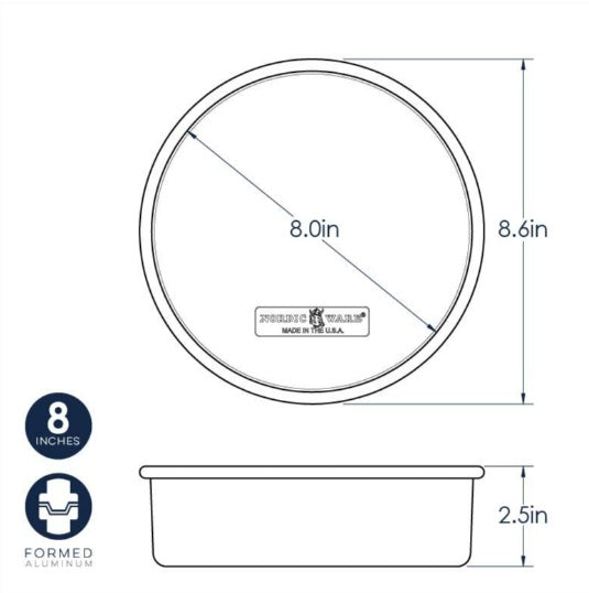 Nordic Ware 60019 Naturals 8-Inch Round Layer Cake Pan - Premium Non-Stick Baking Pan for Cakes, Pies & Desserts | Perfect for Birthday Cakes, Wedding Cakes & Home Baking