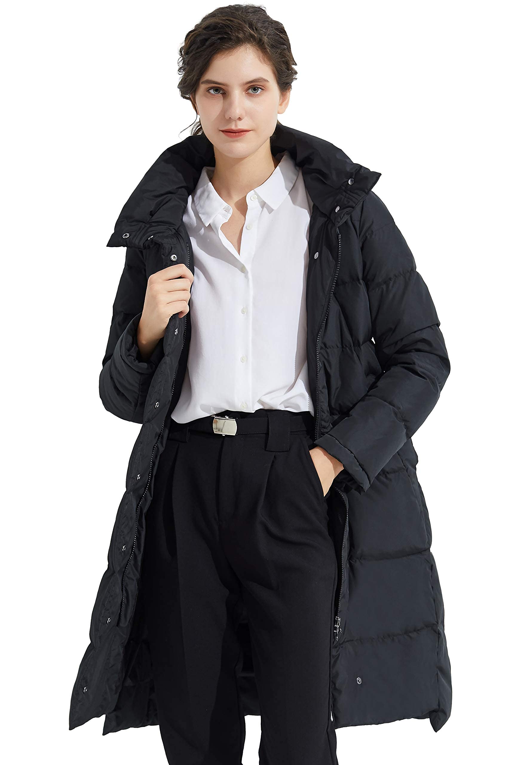 Orolay Women's Hooded Down Jacket - Warm Long Winter Coat for Cold Weather | Waterproof Windproof Puffer Coat for Outdoor Activities & Daily Wear