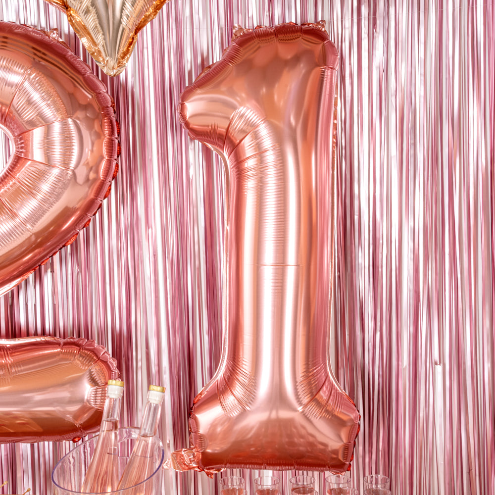 Rose Gold Mylar Number 1 Balloon - 40 Inch Large Foil Balloon for Birthdays, Anniversaries & Parties - 1 Count Box