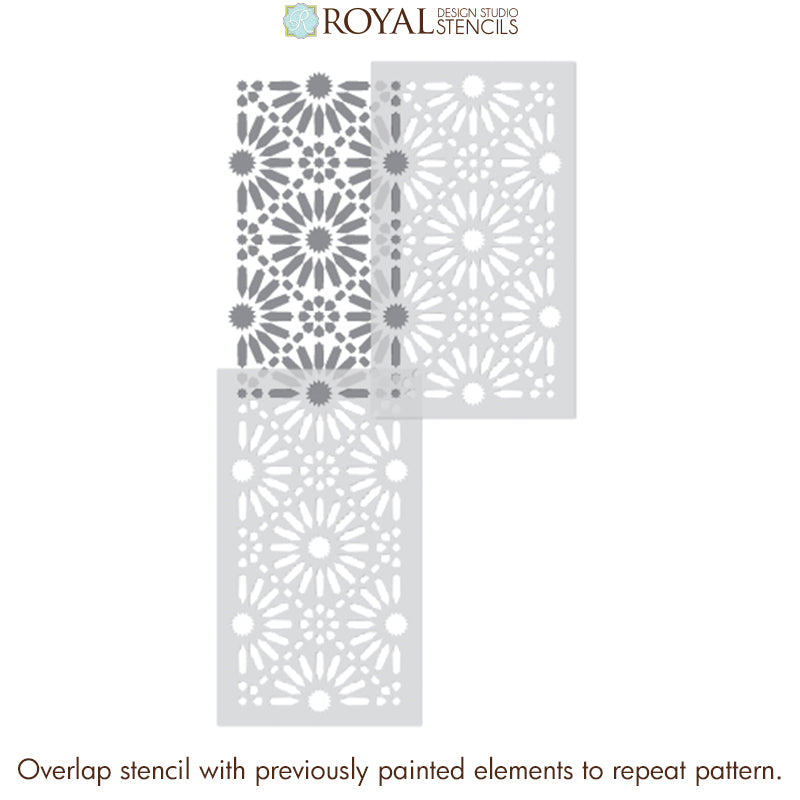 Baraka Tile Allover Stencil - Reusable DIY Wall Stencil for Home Decor, Bathroom, Kitchen Backsplash - Perfect for Painting Patterns on Tiles, Walls, and Floors