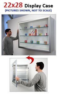 22x28 Shadow Box Display Case with Glass Shelves - Metal Framed Super Wide Face (12
