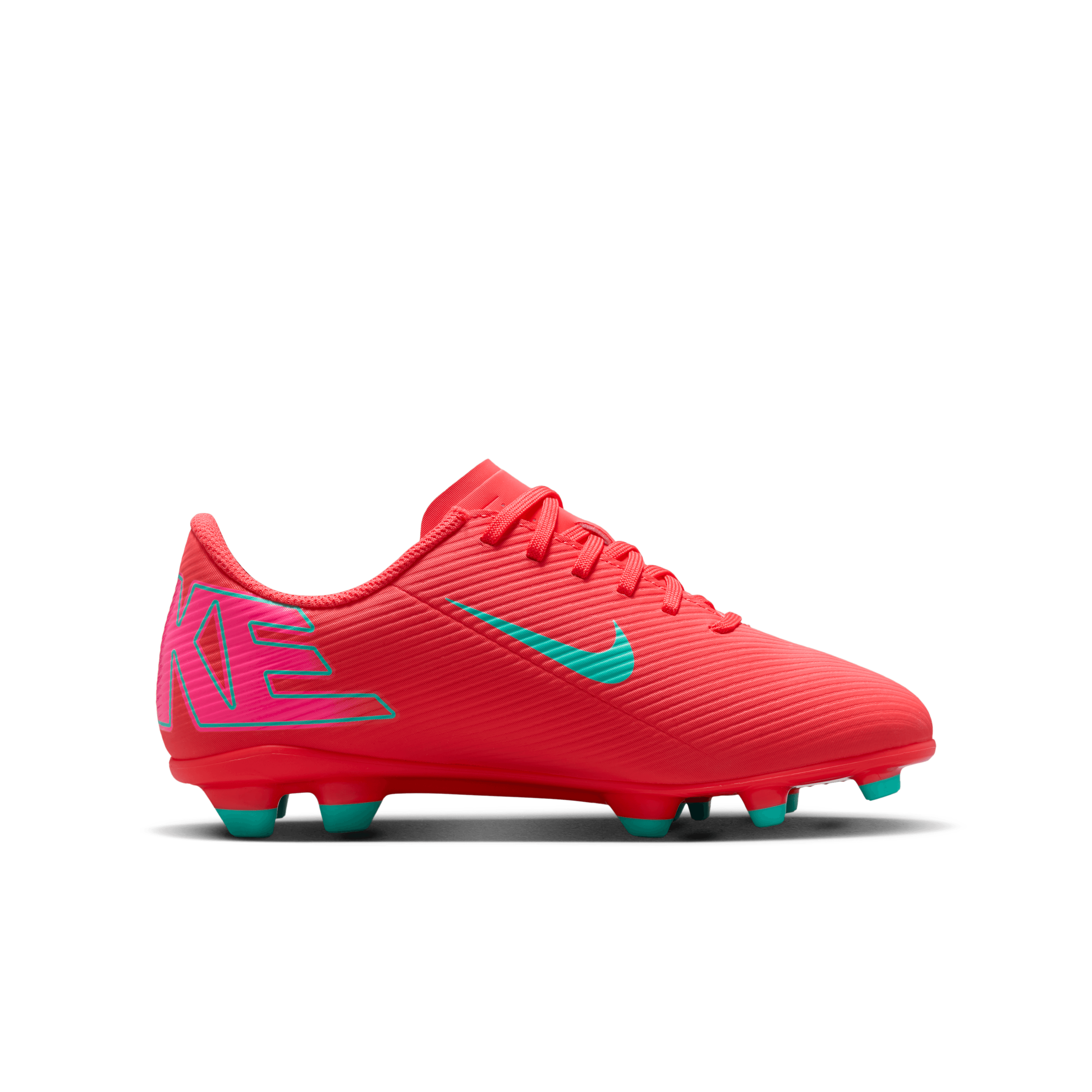 Nike Junior Mercurial Vapor 16 Club FG Soccer Cleats for Kids - Ember Glow/Aurora Green - Lightweight Football Shoes for Youth Players - Perfect for Turf Matches & Training Sessions