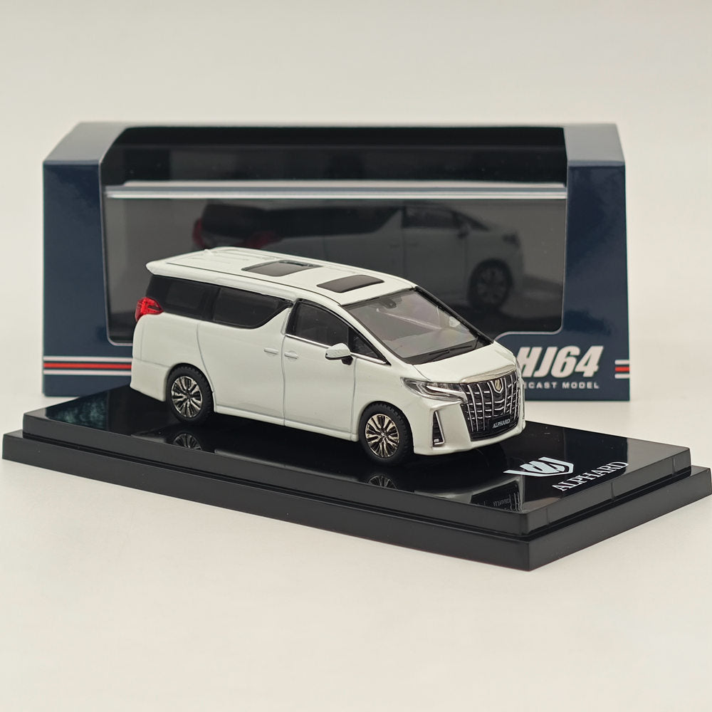 1/64 Scale Hobby Japan Toyota Alphard (H30W) Diecast Model Car with Sunroof - White Pearl Crystal Shine - Collectible Miniature Vehicle for Display, Gifts & Car Enthusiasts