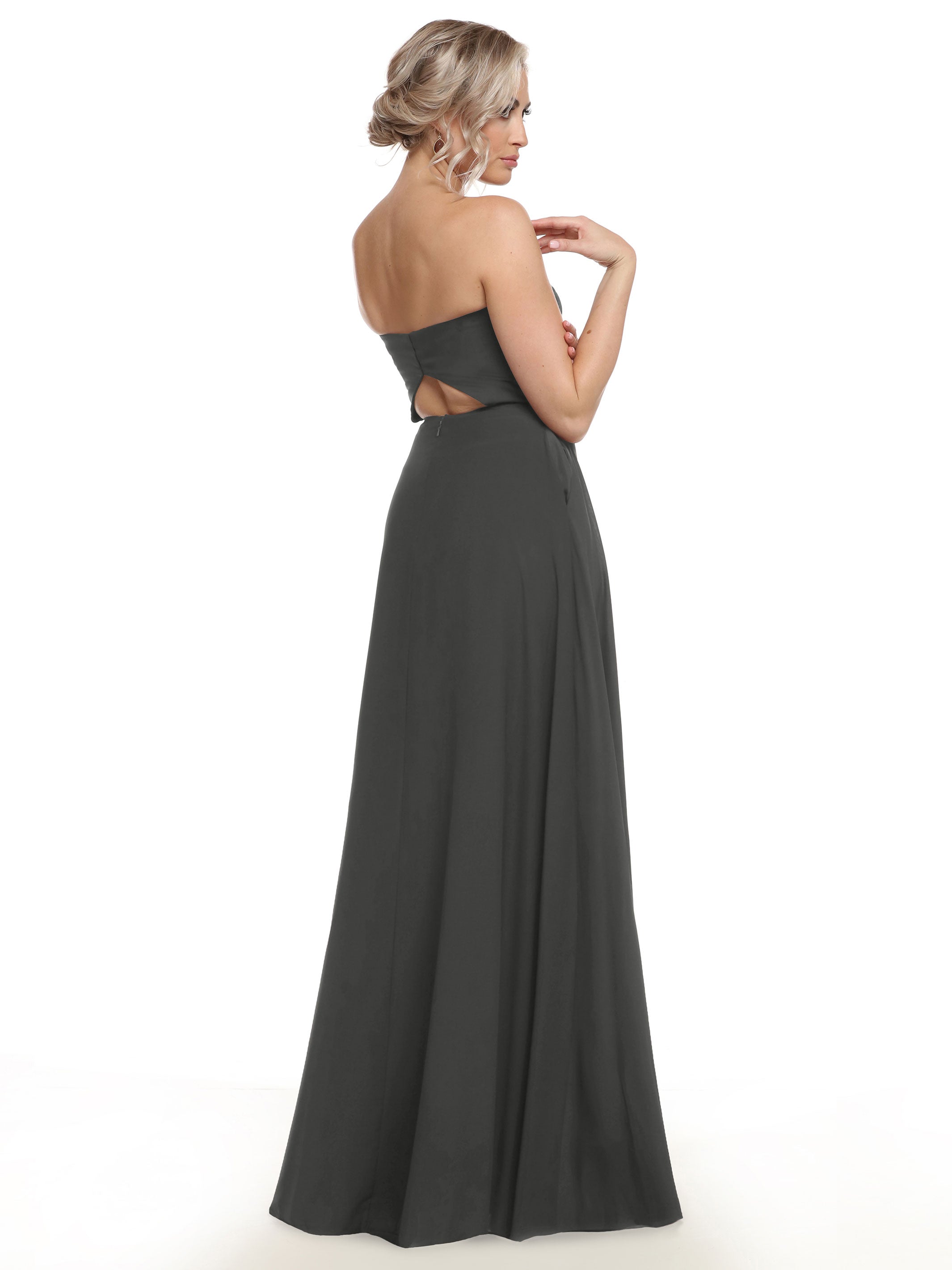 Strapless Stretch Chiffon A-Line Bridesmaid Dress with Pockets & Side Slit - Elegant Formal Wedding Party Gown for Bridesmaids, Evening Events & Special Occasions