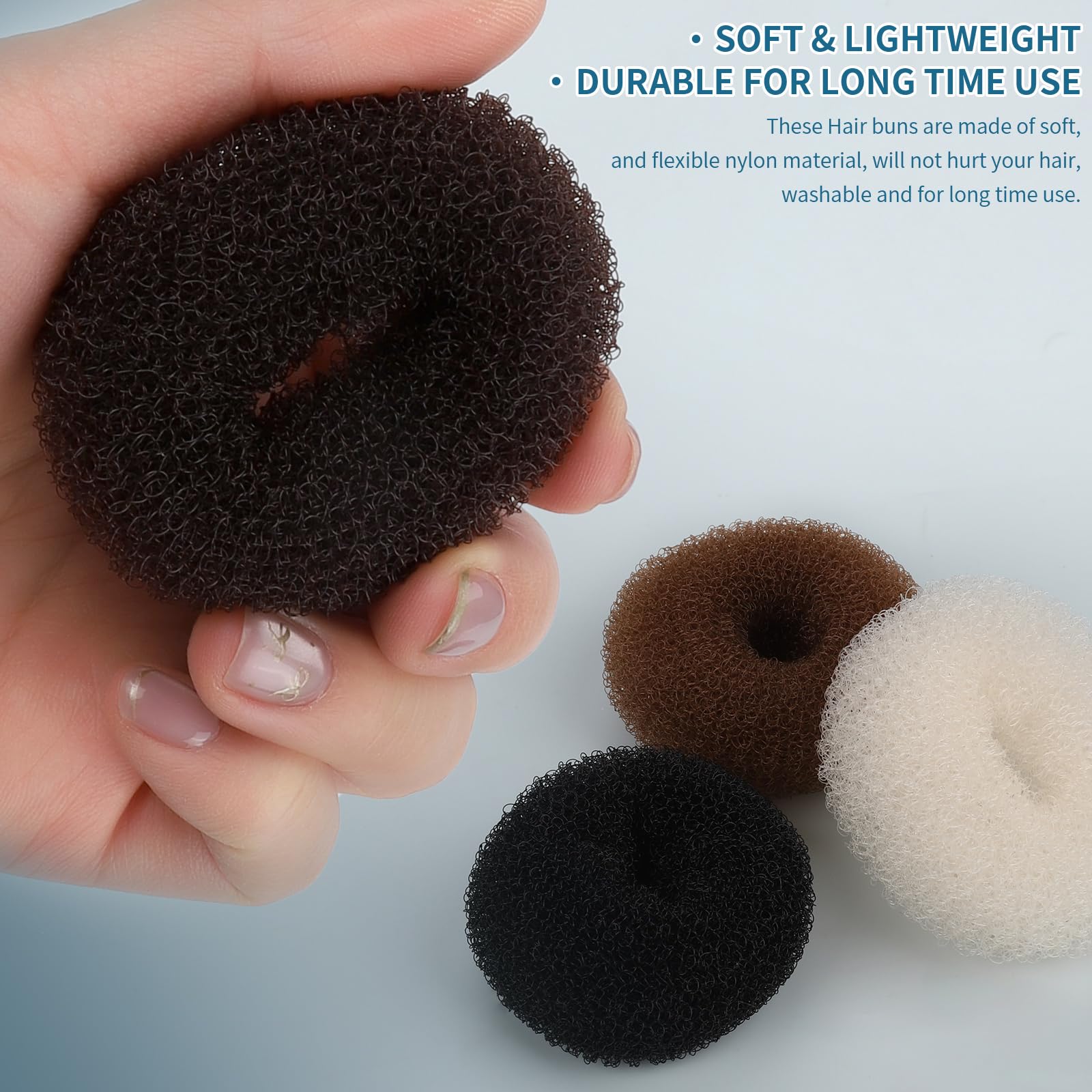 Teenitor Small Donut Hair Bun Maker Set - 4 Color Hair Donut Buns for Kids & Teens with 5 Elastic Bands & 20 Hair Pins | Perfect for School, Parties & Everyday Hairstyles