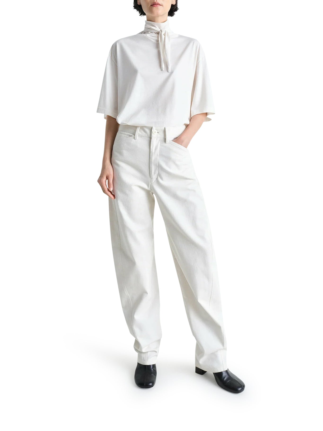 Lemaire Foulard T-Shirt in Nude Neutrals - TO1384LJ1018 WH001 Chalk | Soft & Stylish Women's Top for Casual Wear & Layering