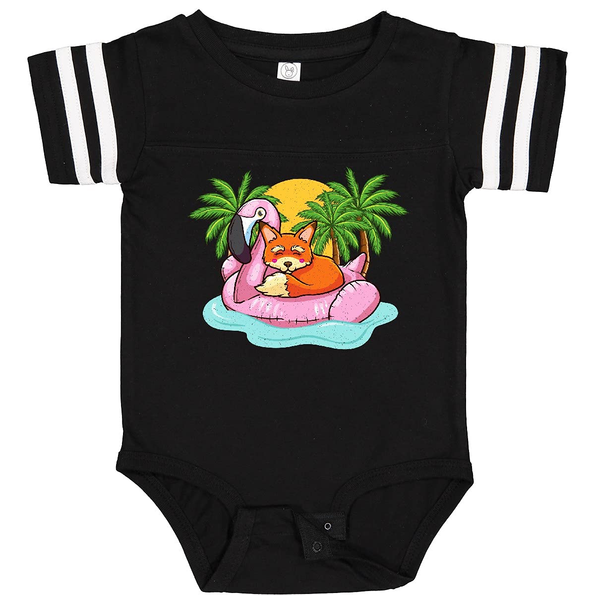 Inktastic Fox Flamingo Tropical Beach Vacation Baby Bodysuit - Cute Animal Print Onesie for Boys & Girls - Perfect for Summer Outings, Beach Trips & Family Photos