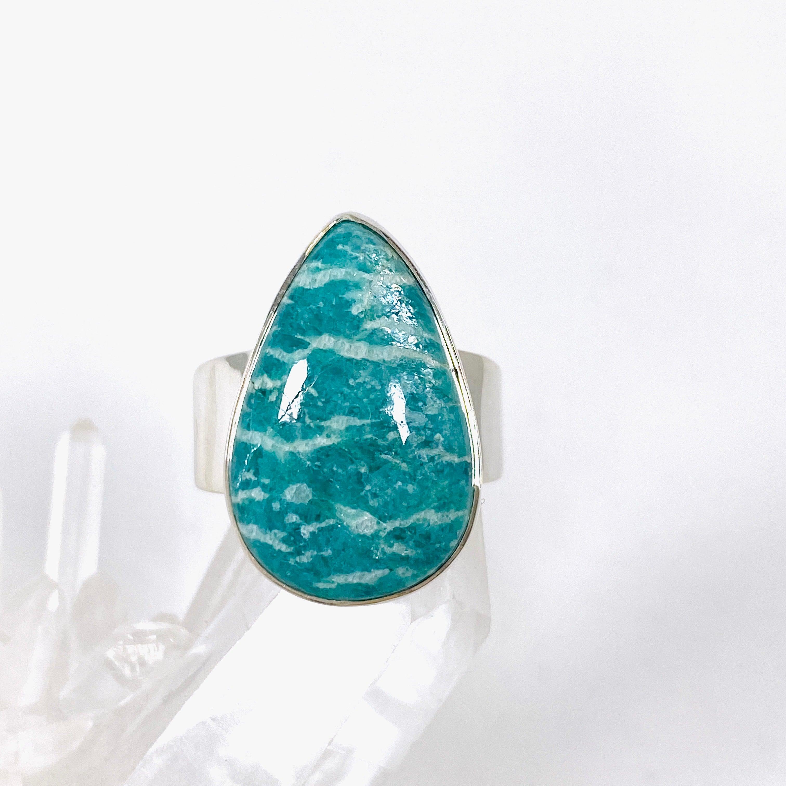 Amazonite Teardrop Ring - Sterling Silver 925, Handmade Gemstone Jewelry for Women - Perfect for Weddings, Parties & Everyday Elegance