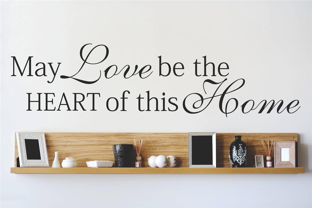 Vinyl Wall Decal Sticker - 'May Love Be The Heart of This Home' Quote for Living Room & Bedroom Decor - 6x30 Inches, 22 Color Options - Perfect for Home, Nursery, Office & Gift Giving