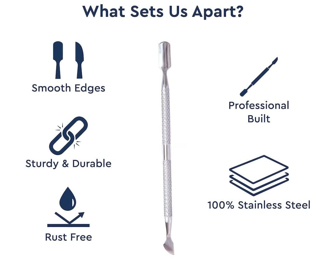 EverGlowy Stainless Steel Cuticle Pusher & Nail Cleaner - Professional Manicure Tool for Dead Skin Removal - Perfect for Home Nail Care & Salon Use
