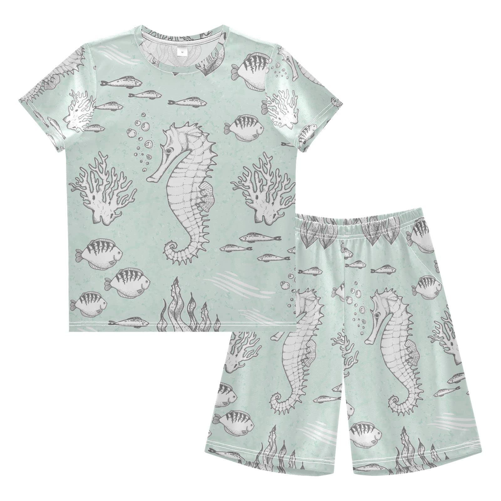 Boys Summer Outfits - Night Sea Print Shirt & Shorts Set | Playwear for Kids & Toddlers | Beach Vacation, Outdoor Play & Casual Wear
