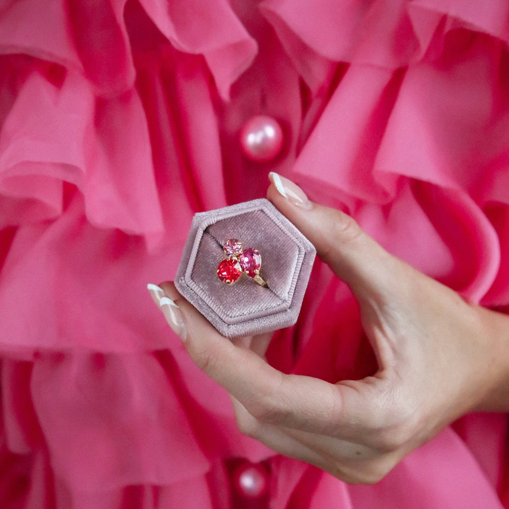 Colette Ring & Coral Combo - Elegant Stackable Rings Set for Women | Perfect for Weddings, Anniversaries & Everyday Wear