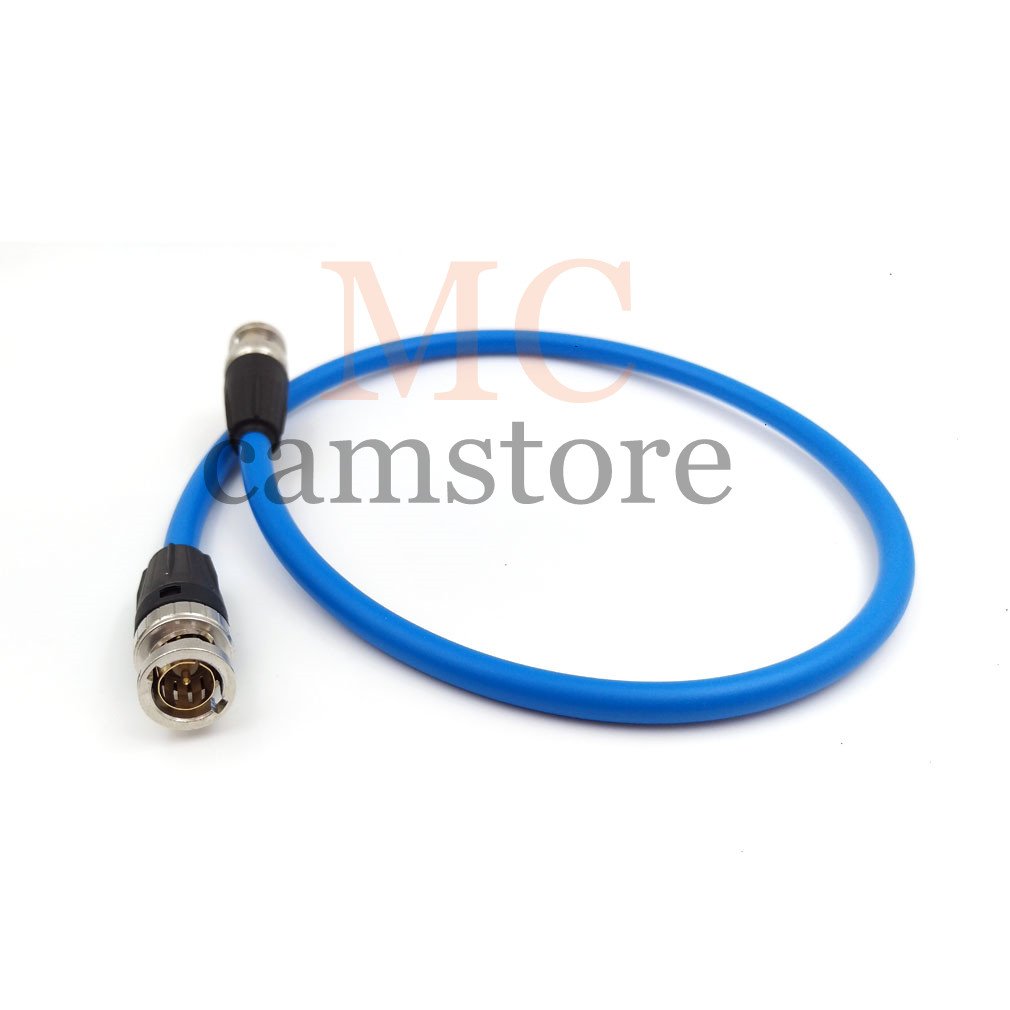 High-Quality SDI Video Cable Neutrik BNC to BNC Coiled Cable - 50cm (19.7in) - Compatible with SmallHD, Canare & Professional Video Equipment - Durable Blue Coaxial Cable for Studio, Broadcast & Live Production Use