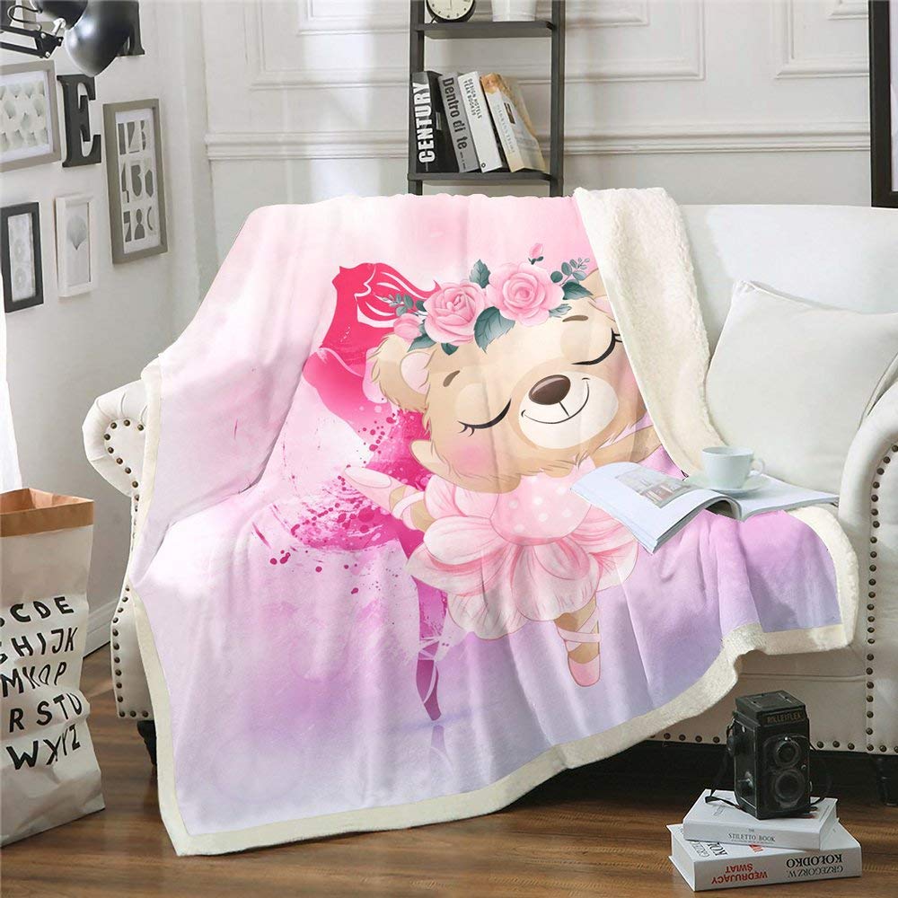 Soft Pink Koala Bear Ballet Dancer Fleece Blanket - 60