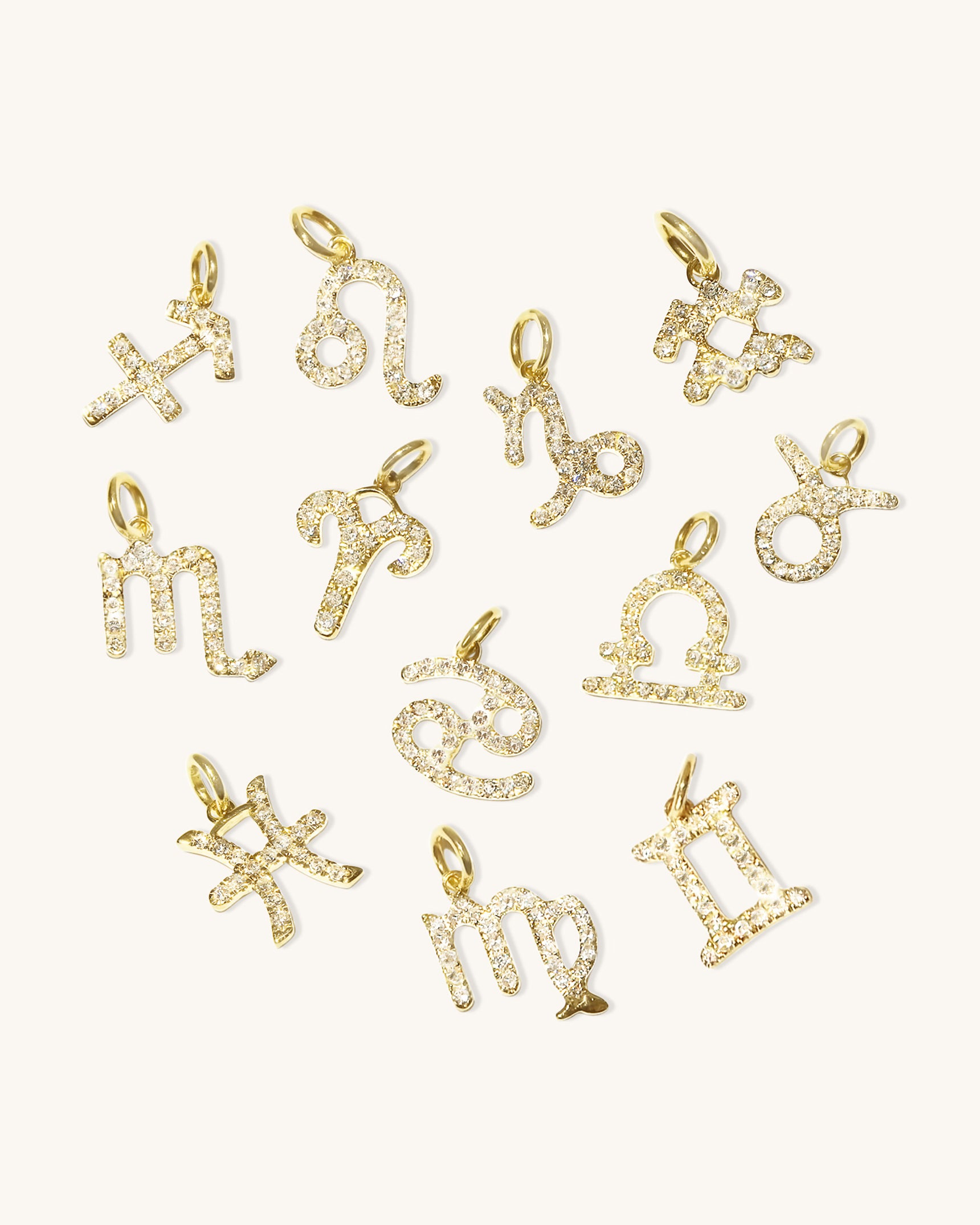 12K Gold Diamond Zodiac Charm Pendant Necklace - Perfect for Birthdays, Anniversaries & Personalized Gifts | Aries, Taurus, Gemini, Leo, Virgo, Libra, Scorpio, Sagittarius, Capricorn, Aquarius, Pisces
