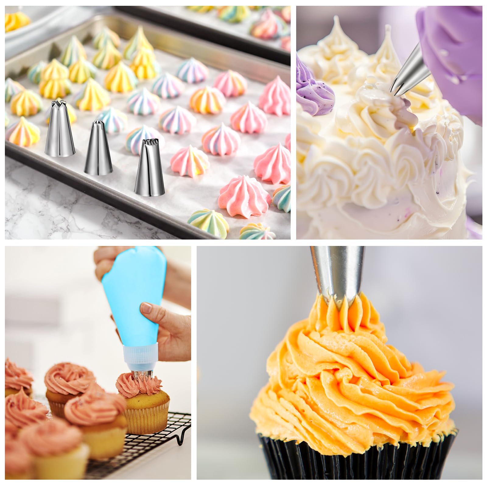 12-Piece Stainless Steel Cake Decorating Tips Set - Reusable Piping Bags & Frosting Nozzles for Baking, DIY Pastry, Cookies, Cupcakes | Professional Baking Tools for Home Bakers & Cake Decorating Parties