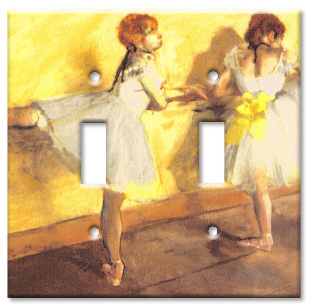 Degas Dancers at Bar Double Toggle Switch Plate Cover - Vintage Art Decor for Home & Office - Perfect for Bedroom, Living Room, and Studio Lighting Upgrade