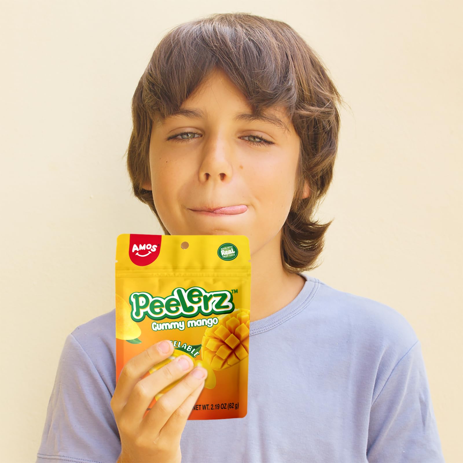 Amos Peelerz Mango Gummy Candy - 2.19oz Resealable Bag of Peelable Gummy Treats | Sweet Valentine's Day Gift Idea | Perfect for Parties, Snacking & Gifting
