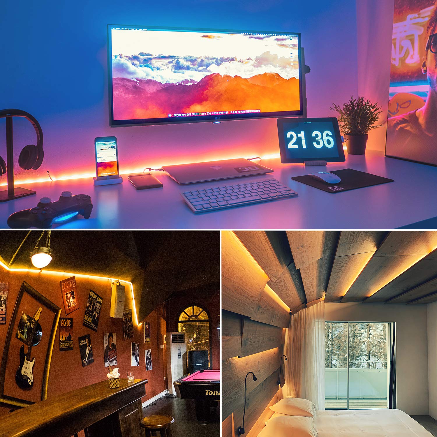 40ft LED Strip Lights Kit - Flexible & Bendable, No Cutting Needed, with Dimmer & Power Supply, Warm White - Perfect for Vanity Makeup Mirror, Cloakroom, Table Lighting, and Home Decor