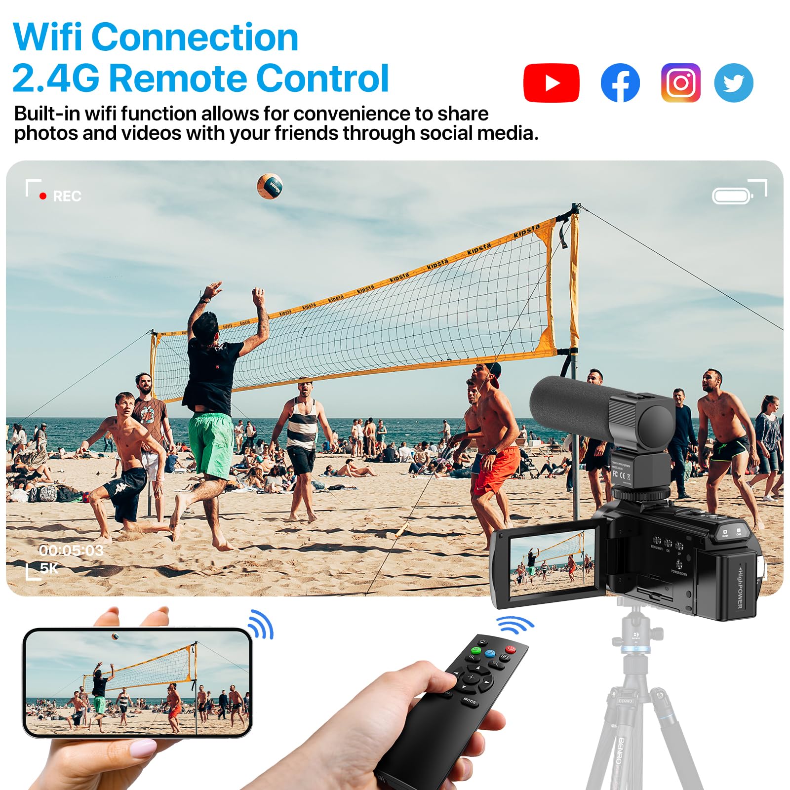 **Ahlirmoy 5K Video Camera Camcorder with 10X Optical Zoom, 48MP & 30FPS - WiFi, IR Night Vision, Remote Control, 2 Batteries - Perfect for YouTube Vlogging, Travel Filming, and Night Photography**