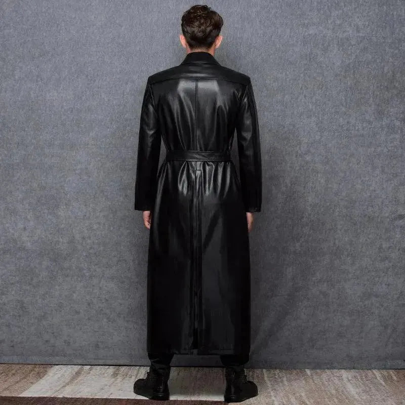 Premium Men's Casual Leather Overcoat Jacket - Waterproof Windbreaker for Outdoor, Travel & Daily Wear