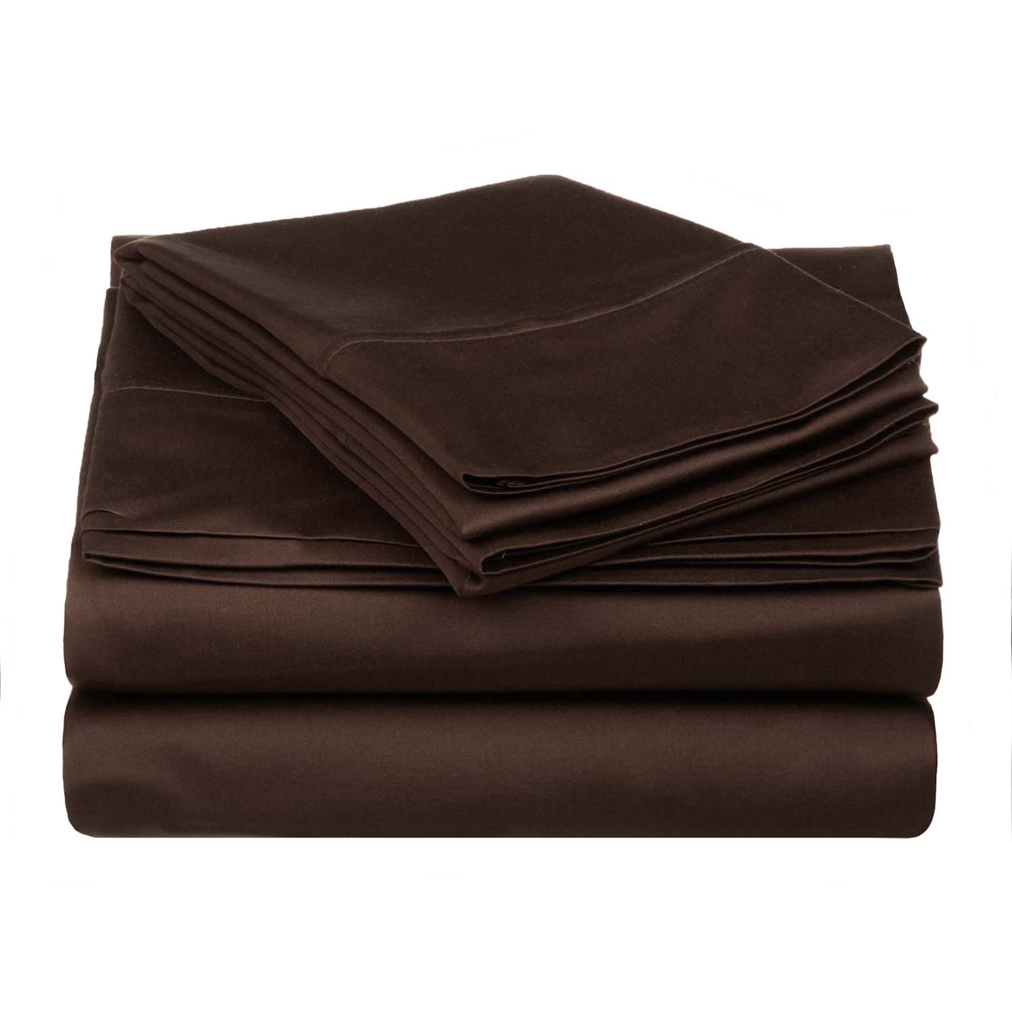 Premium 530 Thread Count Egyptian Cotton Bed Sheet Set - Queen Size, Chocolate (1 Deep Pocket Fitted Sheet, 1 Flat Sheet, 2 Pillowcases) | Ultra-Soft Sateen Weave Luxury Bedding for Hotel-Like Comfort at Home