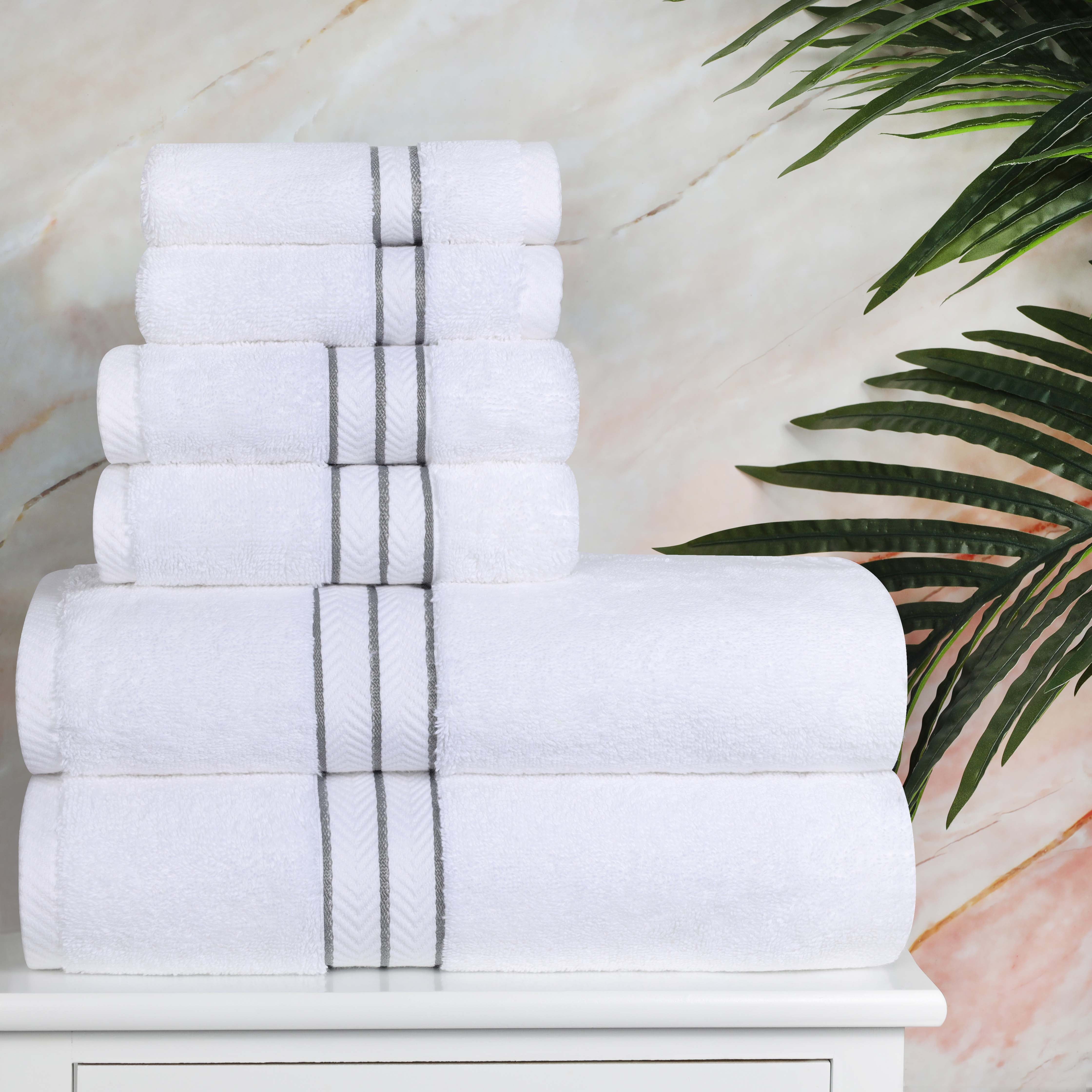 Premium 6-Piece Turkish Cotton Bath Towel Set - Ultra Soft, Highly Absorbent & Quick-Drying - Luxury Spa, Bathroom & Beach Essentials for Home & Travel