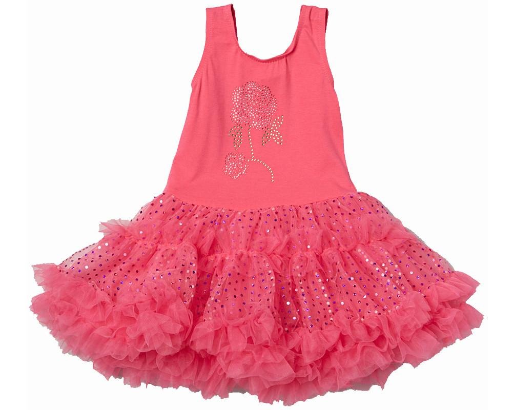 Hot Pink Rose Sparkly Pettidress for Girls - Elegant Party Dress for Birthday, Dance, and Special Occasions