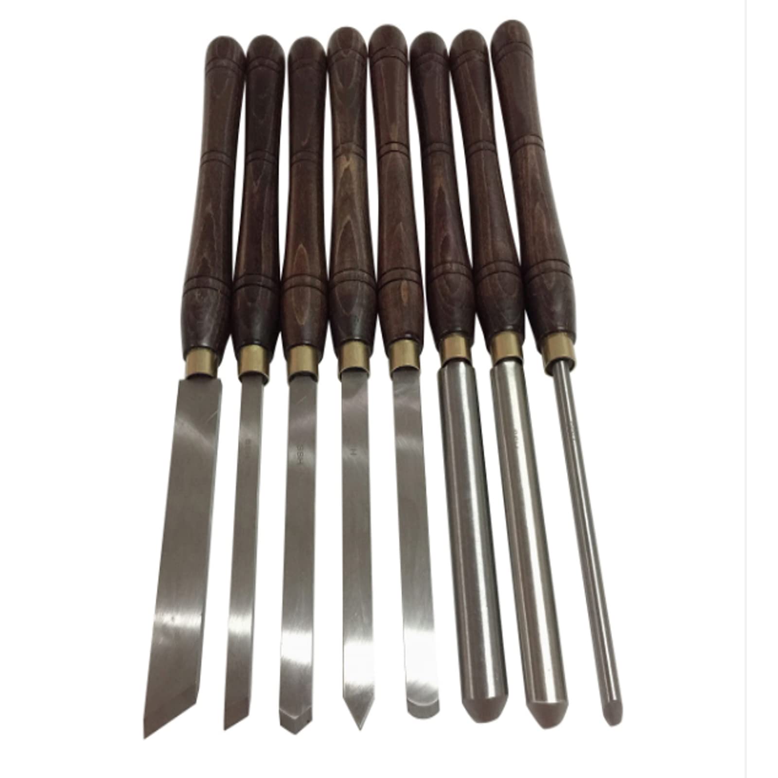8-Piece HSS Wood Lathe Chisel Set with Walnut Handle & Wooden Storage Case - Professional Wood Turning Tools for Woodworking, Carving, and DIY Crafts - Perfect for Bowl Turning, Spindle Work, and Furniture Making