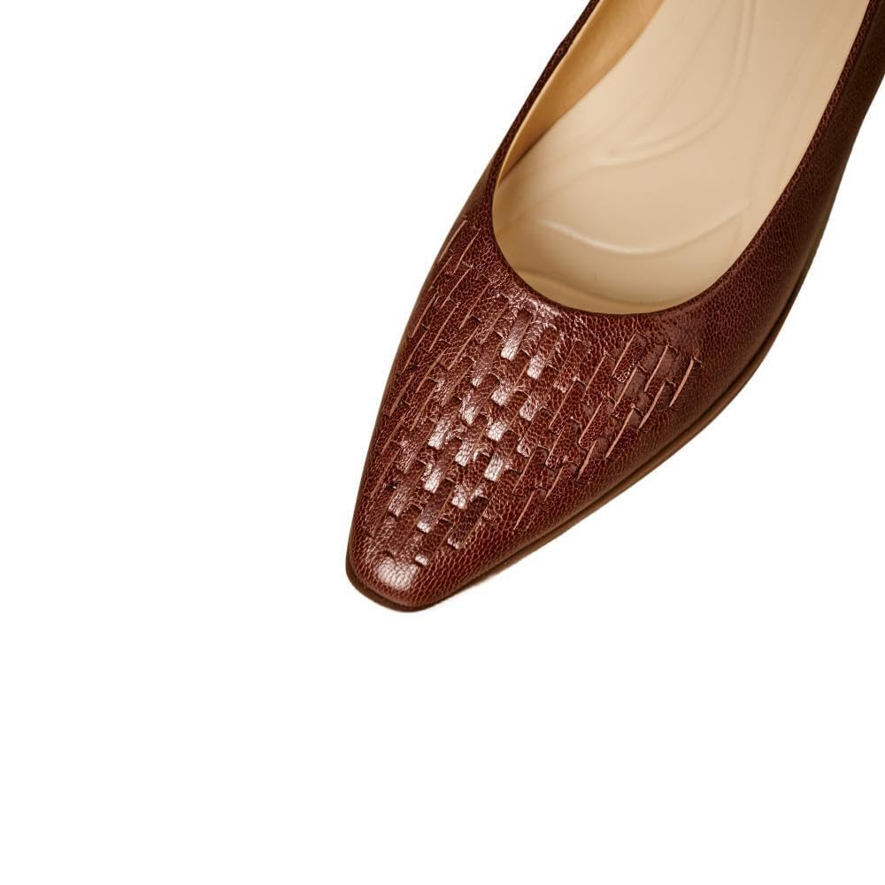 TinaCus Women's Genuine Leather Handmade Woven Pointed Toe Loafers - Comfortable Office Flats for Professional Women | Perfect for Business, Work & Formal Occasions