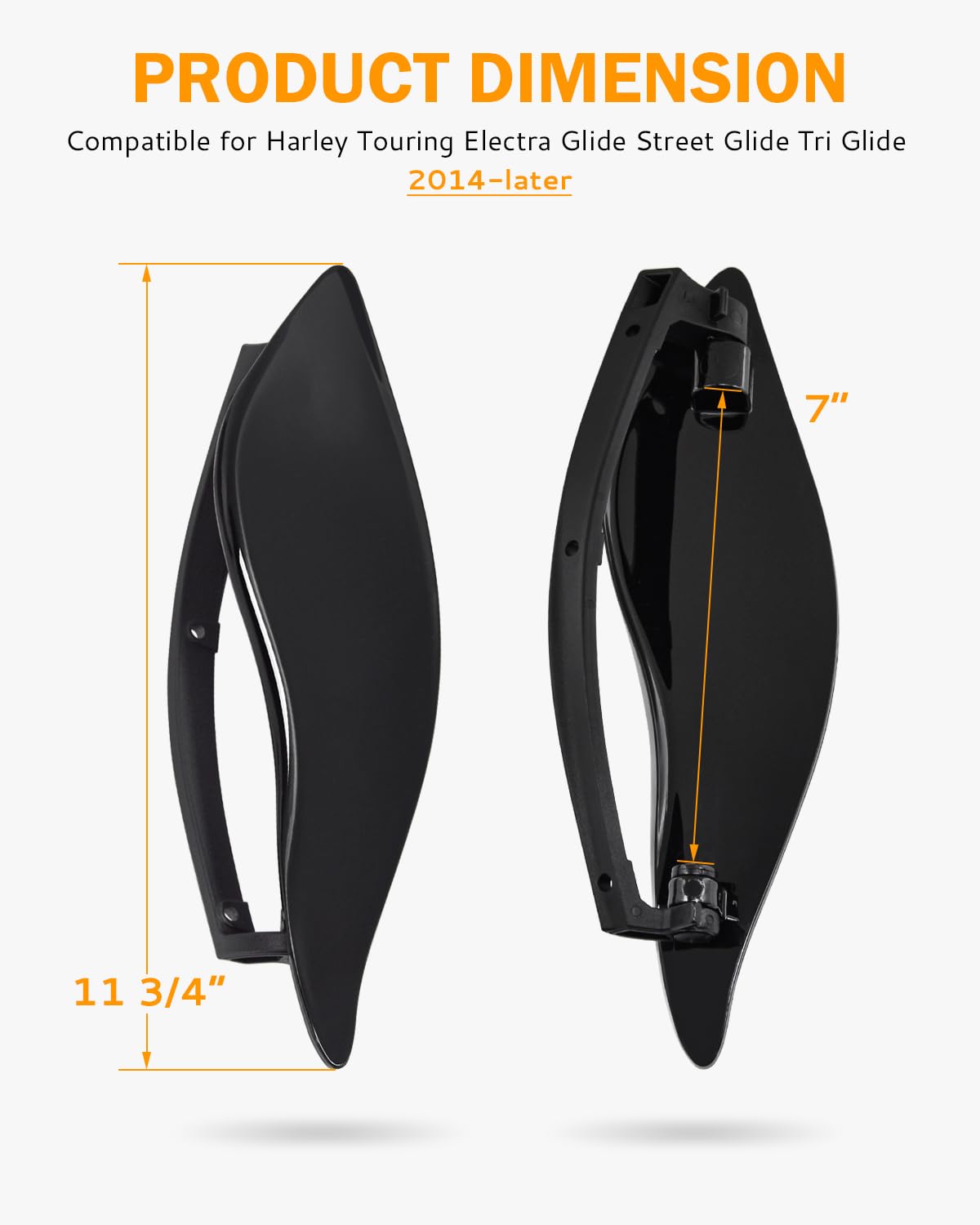 **PBYMT Adjustable Black Side Wing Air Deflectors for Harley Electra Glide/Street Glide/Tri Glide/Ultra Limited (2014-2024) - Windshield Fairing Wind Deflector for Enhanced Riding Comfort on Long Trips**