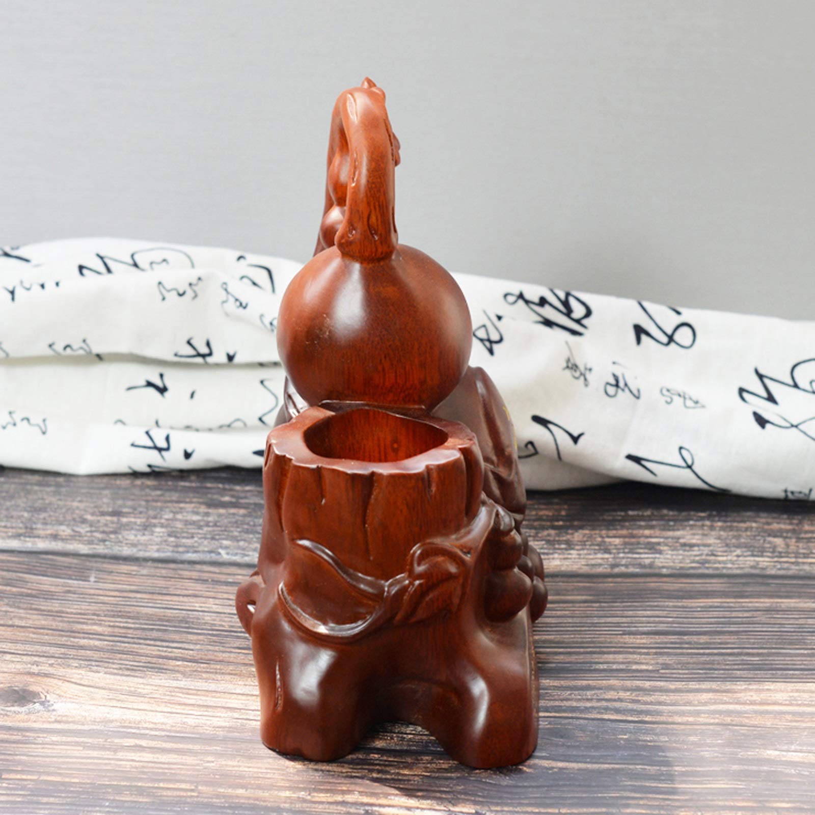 Chinese Style Peach Wood Pen Holder - Gourd Shaped Pencil Cup & Desk Organizer for Office, School, Home & Kids | Perfect Writing Accessory for Calligraphy, Study & Workspace Decoration