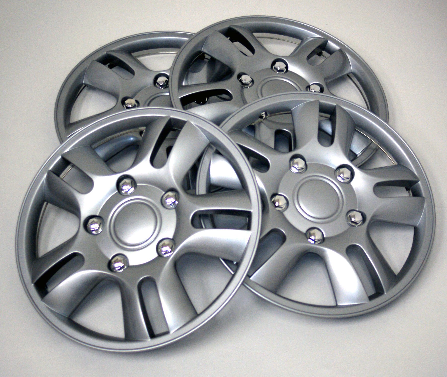 TuningPros WSC-006S15 15-Inch Silver Wheel Skin Covers (Set of 4) - Hubcaps for Cars, Trucks & SUVs - Enhance Vehicle Appearance & Protect Rims