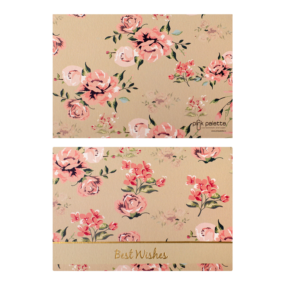 Elegant Beige Floral Fold Cards - Set of 10 or 50 - Perfect for Weddings, Invitations & Special Occasions