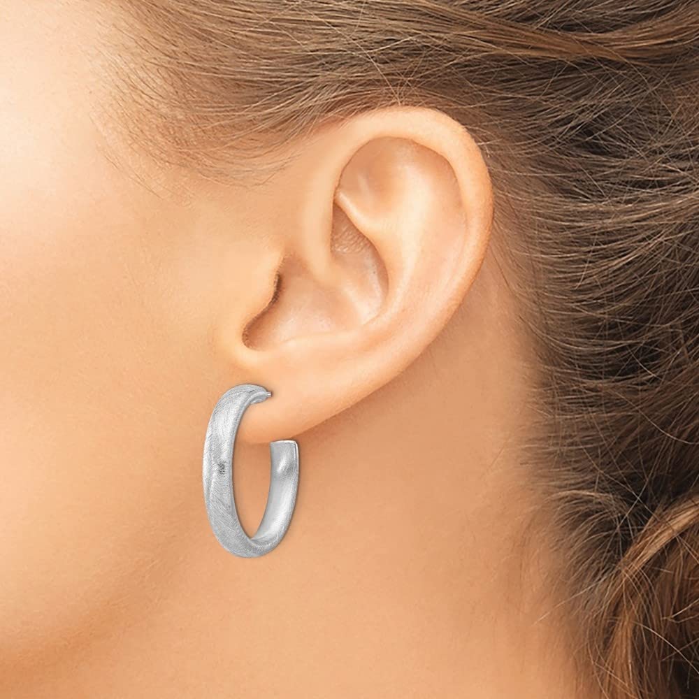 Sterling Silver Etched Stripe Hoop Earrings - 0.88 Inch Diameter, Hypoallergenic & Tarnish Resistant - Perfect for Everyday Wear, Parties & Gifts