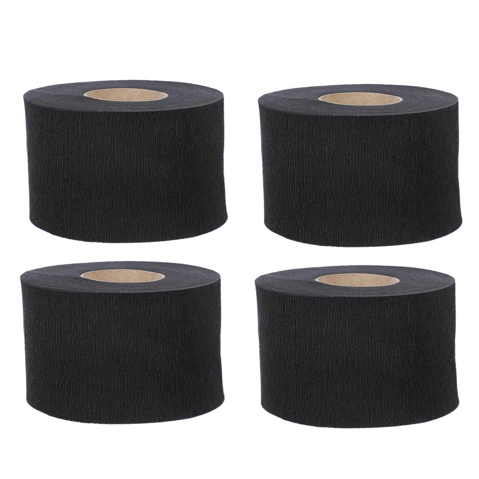 FOMIYES 4 Rolls Stretchy Barber Paper Neck Strips - Disposable Haircut Neckbands for Salon & Home Use, Black - Perfect for Hairdressers, Stylists & DIY Haircuts