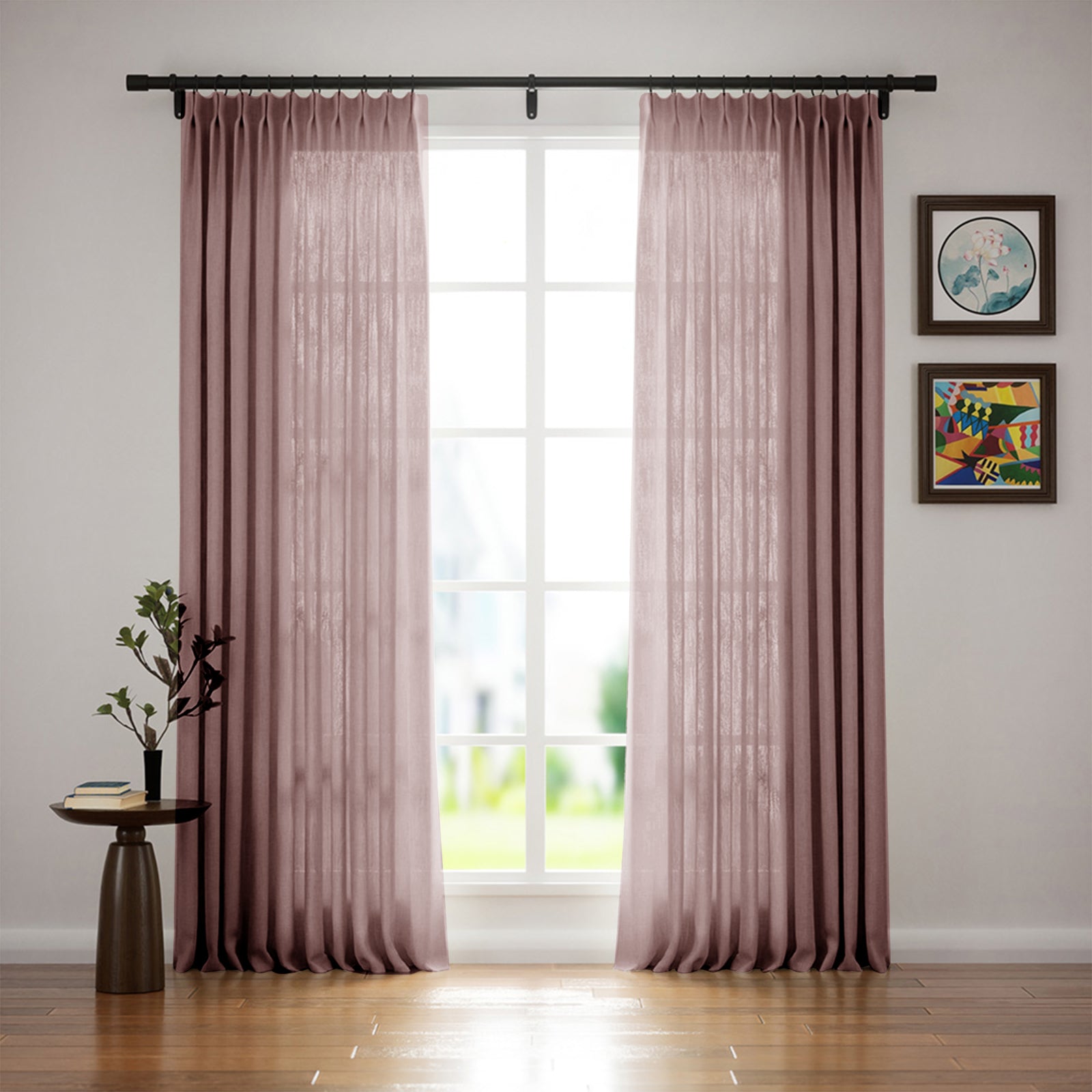 Antique Beige Blackout Curtains - Heavyweight Linen Canvas Drapes with Elegant Pleated Design for Living Room & Bedroom | Noise Reducing & Thermal Insulated Window Treatments