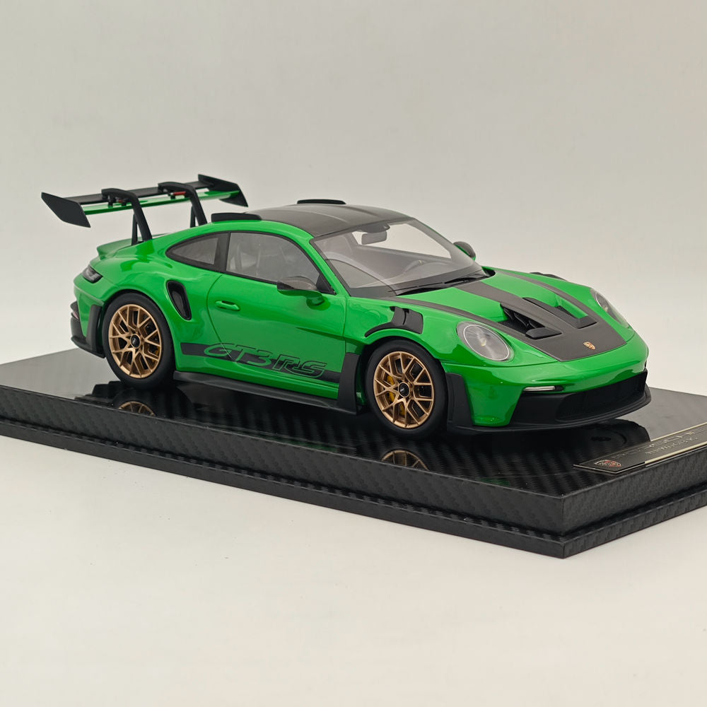 1/18 Scale Porsche 992 GT3 RS Green Resin Die-Cast Model Car - High Quality Collectible Sports Car for Display, Gift, and Racing Enthusiasts