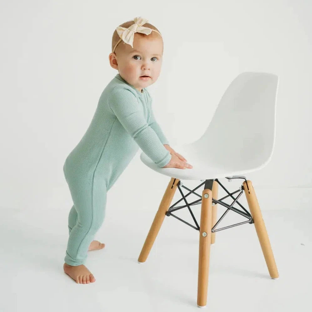 Kyte Baby Ribbed Zipper Romper - Soft Organic Cotton Baby Jumpsuit with Two-Way Zipper, Sage Green | Perfect for Newborns, Infants & Toddlers - Ideal for Playtime, Naptime & Photo Shoots