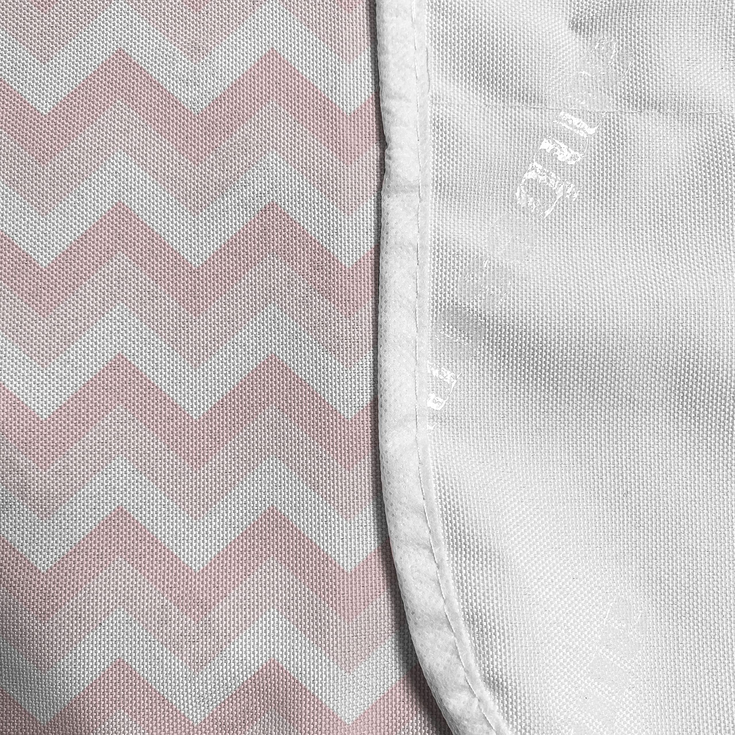 Ambesonne Chevron Microwave Cover - Water Resistant Kitchen Organizer with Pockets, Soft Pink & White Zigzag Pattern (36