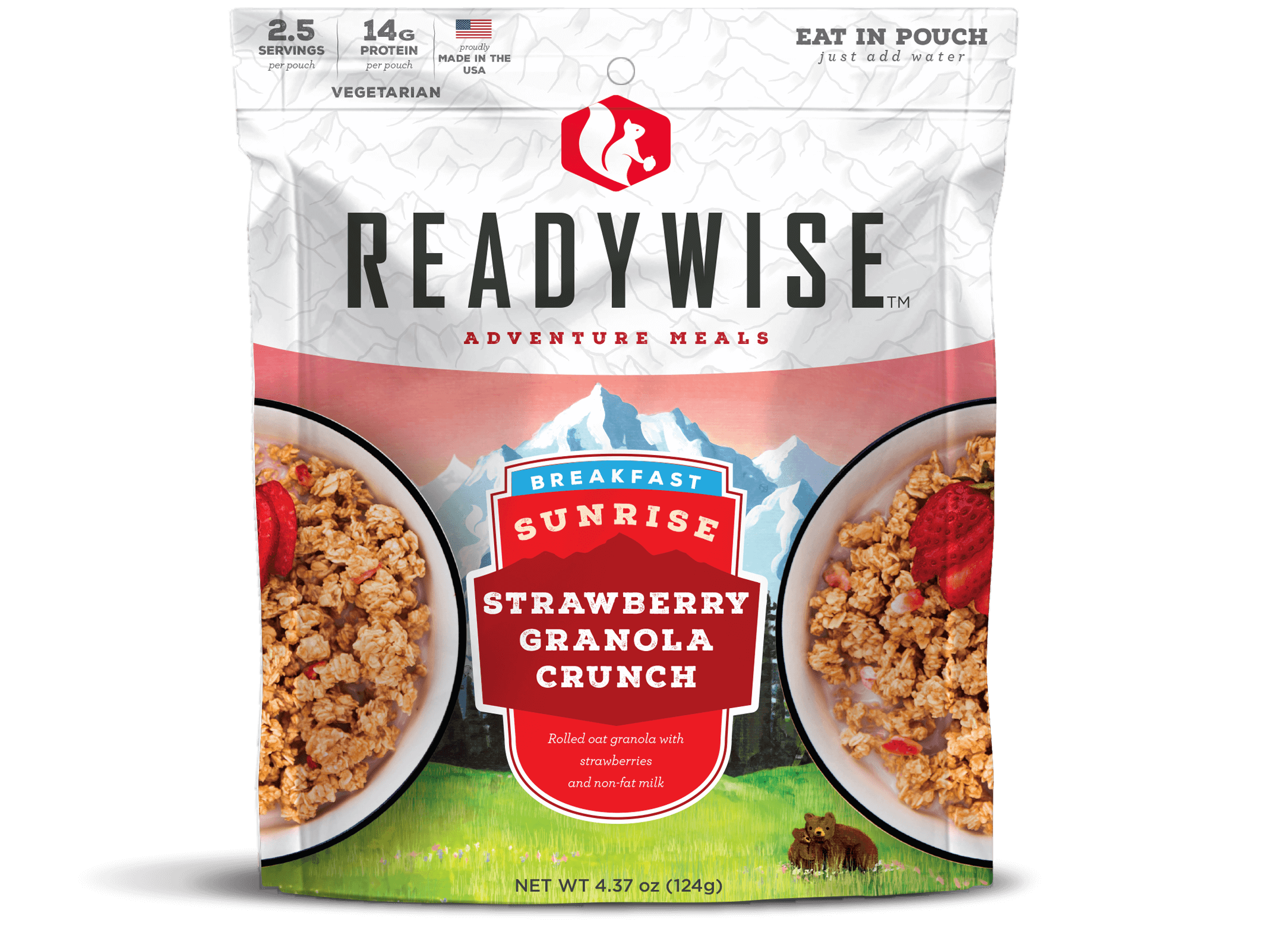 ReadyWise Emergency Food Supply - 6 Pack Case of Sunrise Strawberry Granola Crunch | Long Shelf Life Survival Food for Camping, Hiking & Emergency Preparedness