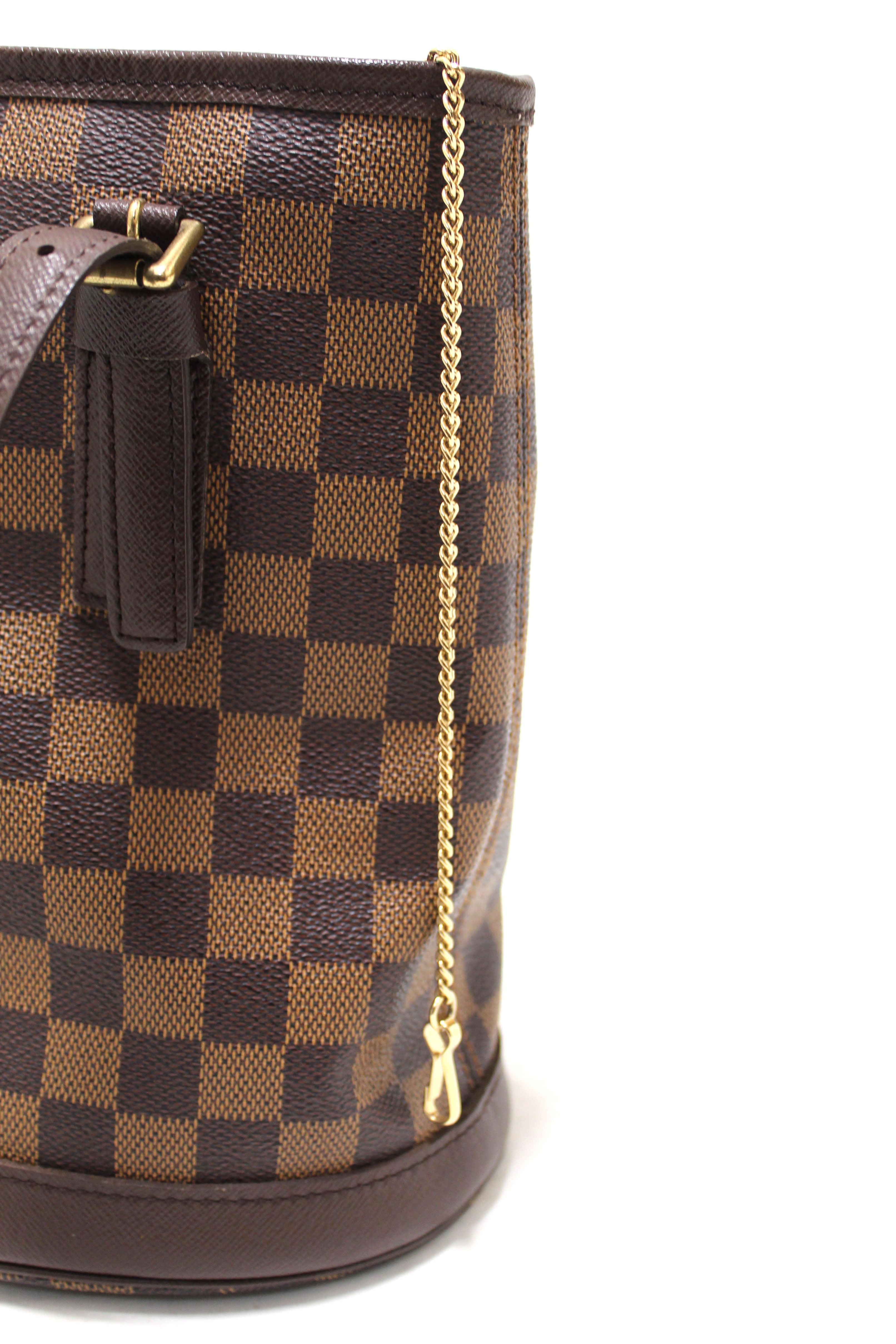 Authentic Louis Vuitton Damier Ebene Bucket PM Shoulder Bag - Luxury Handbag for Women, Fashion Crossbody Purse for Work, Travel & Everyday Use
