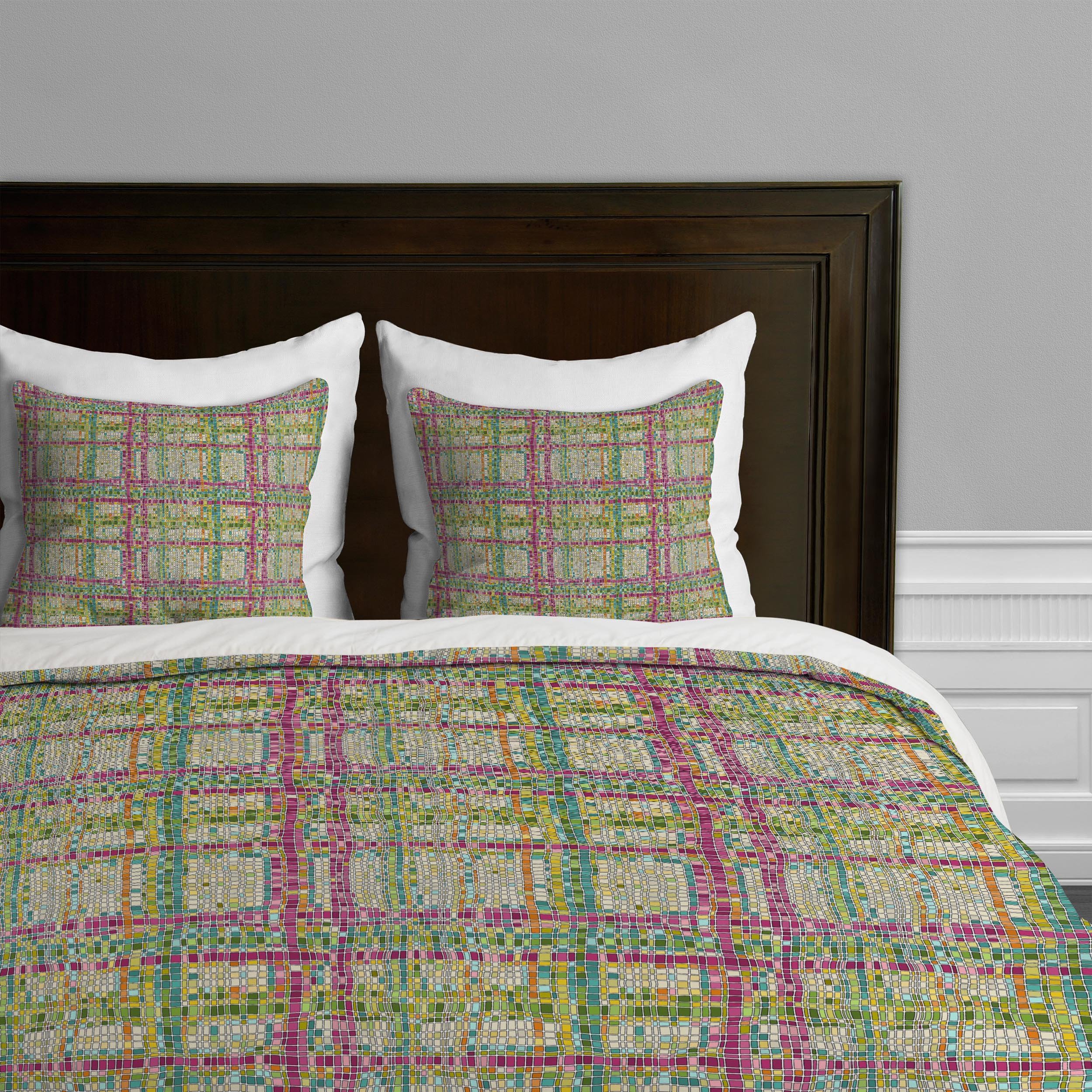 Deny Designs Sharon Turner Weave Mosaic Duvet Cover Queen Size - Bohemian Chic Bedding Set for Modern Bedroom Decor | Perfect for Guest Rooms, Master Bedrooms & Dorm Essentials