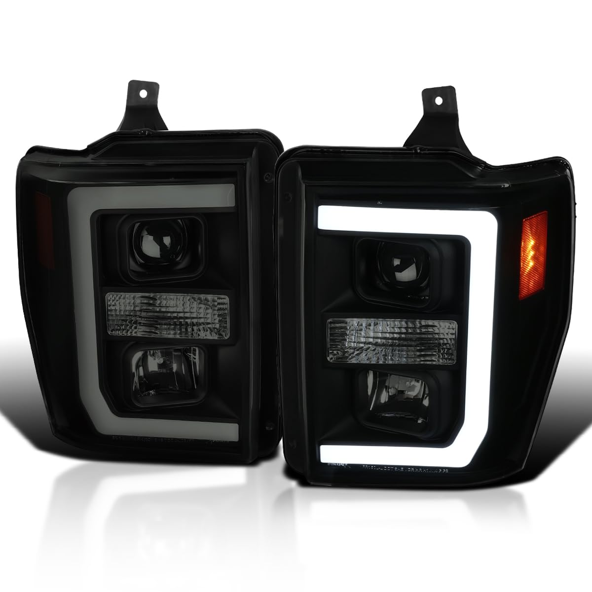 Spec-D Black Smoke LED Projector Headlights for 2008-2010 Ford F-Series Super Duty - Off-Road & Night Driving