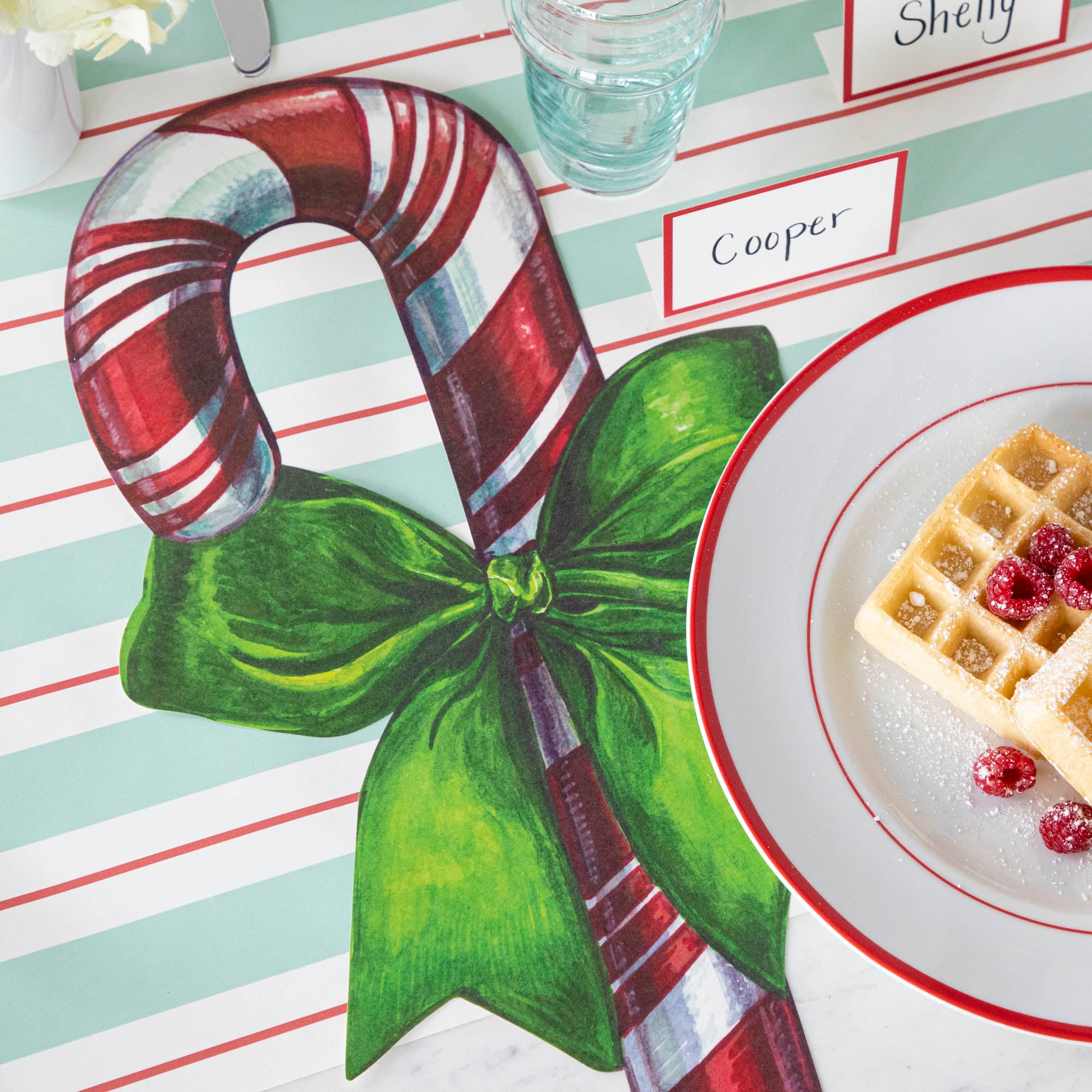 Christmas Die-Cut Candy Cane Placemat - Festive Holiday Table Decor for Parties & Dining
