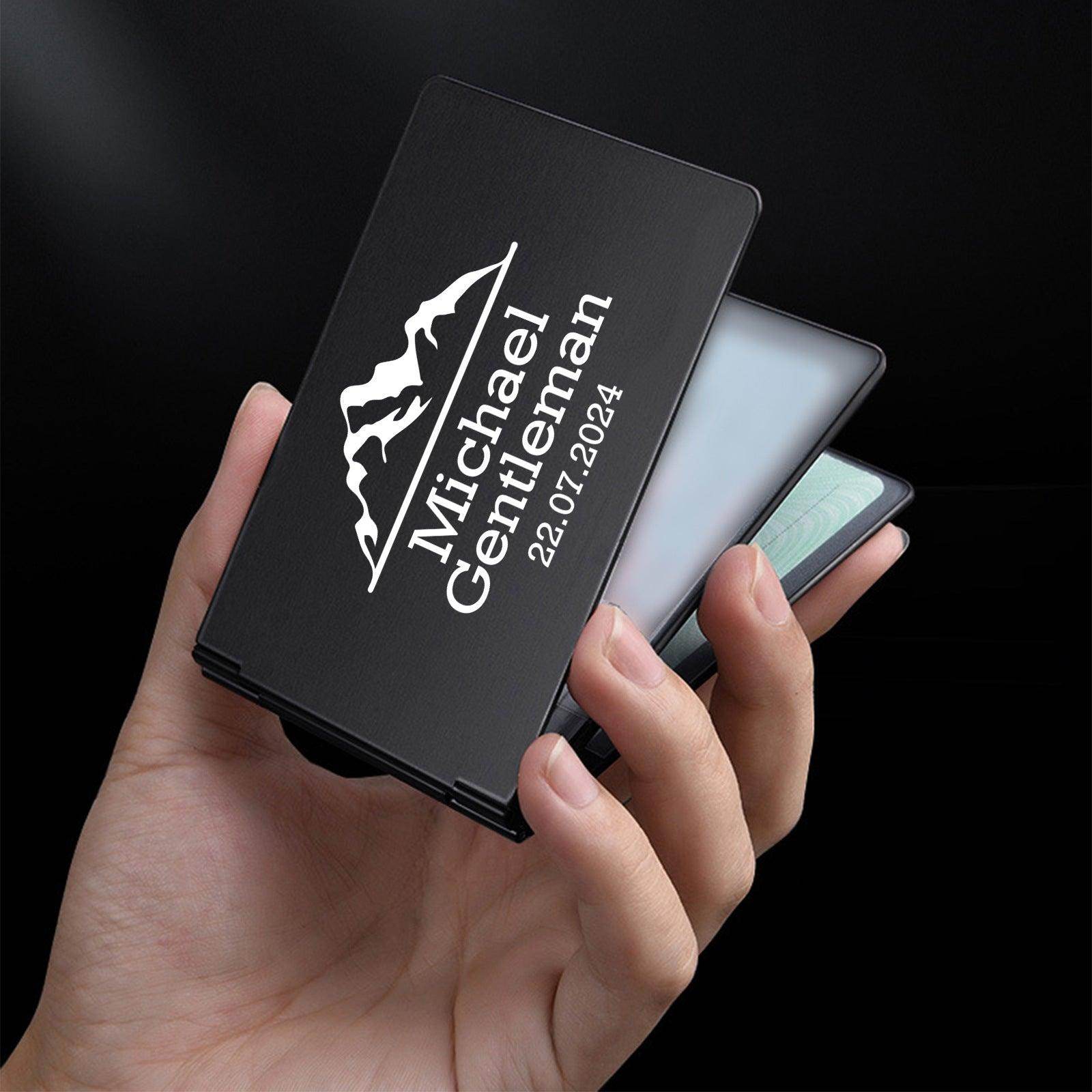 Personalized Metal Card Holder for Driver's License & Bank Cards - Engraved Name ID Wallet - Perfect for Travel, Work & Everyday Use (Model 807964632035)